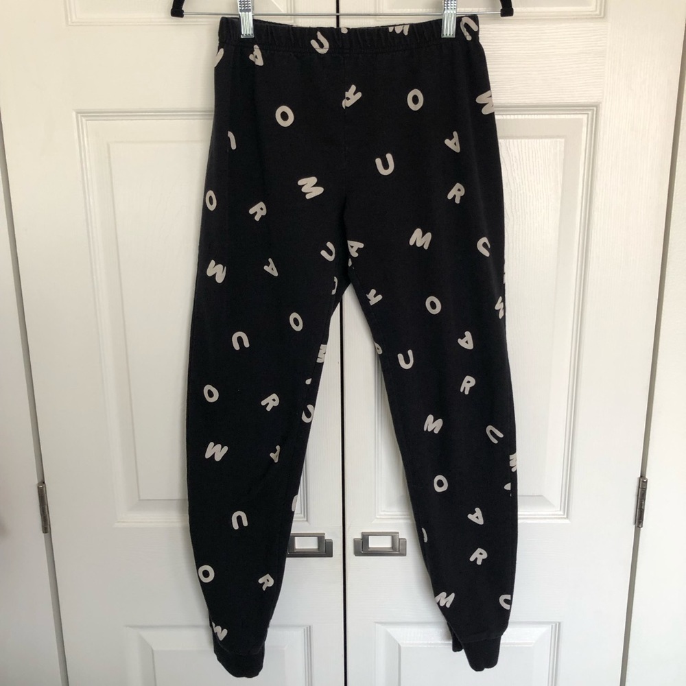 Black and Tan ASOS LOUNGE Multi Letter Jogger Pants Size US 4